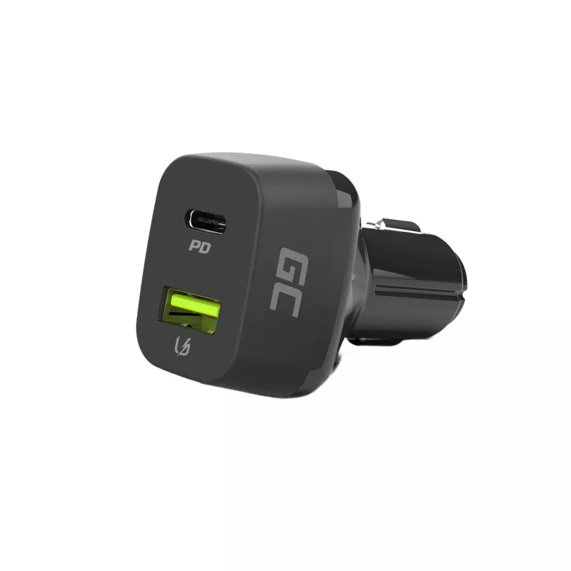 Automobilinis mobiliųjų įrenginių įkroviklis Green Cell CAD33, 42 W, USB-C PD + USB-A QC3.0, 12/24 V įvestis, 5–12 V išvestis