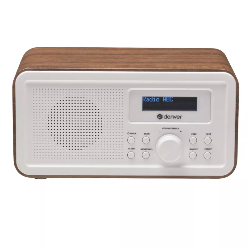 Radijas DENVER DAB-30DW DAB/FM stalo radijas su tamsaus medžio apdaila