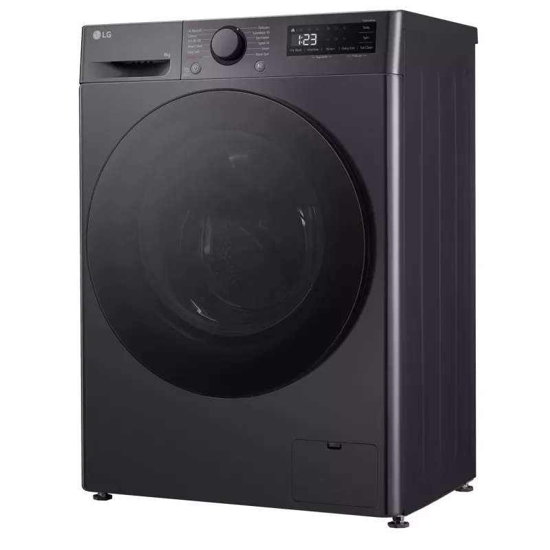 Skalbimo mašina LG F2WR508S2M — priekinio įkrovimo, 8 kg, 1200 aps./min, A efektyvumo, 60×48 cm, LED, vidutiniškai juoda