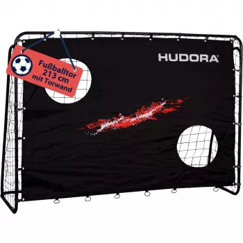 HUDORA futbolo vartų treniruoklis su vartų sienele, juodas, Blur motyvas — modelis 76923