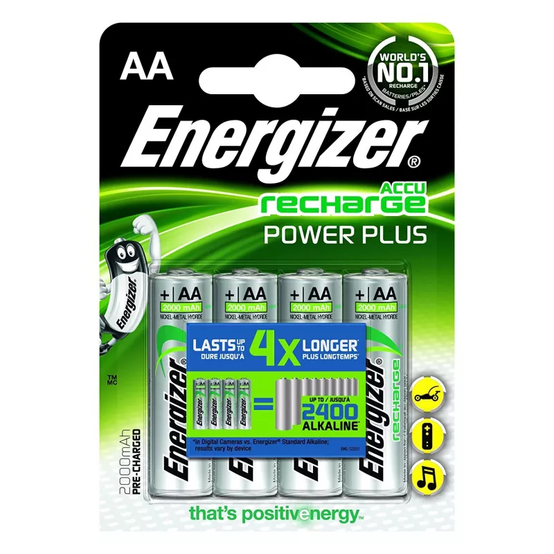 Energizer | AA/HR6 | 2000 mAh | Įkraunamos Accu Power Plus Ni-MH baterijos | 4 vnt.