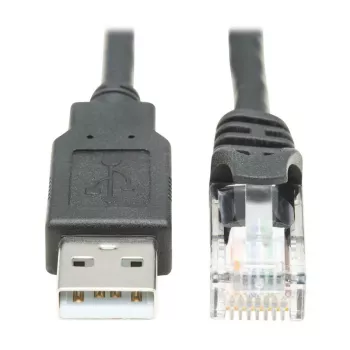 EATON TRIPPLITE USB-A į RJ45 perjungimo konsolės kabelis M/M – suderinamas su Cisco 250 Kbps 6 pėd. 1,83 m juodas (U009-006-RJ45-X)
