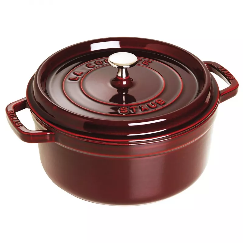 Ketaus apvalus puodas Staub 3,8 L Grenadine – 3,8 L talpa, emaliuotas vidus