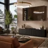 TV spintelė cama meble LIVERTI 2000x420x480 mm, juodos medžio drožlių plokštės viršus, juodas rėmas