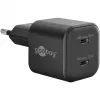 Sieninis įkroviklis GOOBAY 75333 — universalus vidaus AC USB-C įkroviklis, 2x USB-C, 35 W, juodas