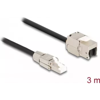 DeLOCK laidas RJ45 kištukas lauko montažui prie Keystone modulio RJ45 lizdo Cat.6A 3 m