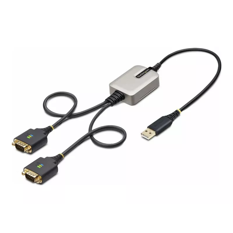 StarTech.com 2 pėdų (60 cm) 2 prievadų USB prie nuosekliojo prievado adapterio laidas, keičiami DB9 varžtai / veržlės, COM išsaugojimas, USB-A į DB9 RS232, FTDI, 4 lygio ESD apsauga, Windows / macOS / ChromeOS / Linux – patikima TPE konstrukcija