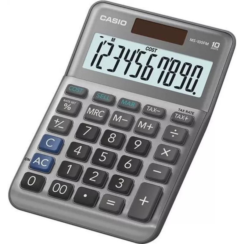 Pagrindinis skaičiuotuvas Casio MS-100FM Stalinis 10 Skaitmenų Pilka