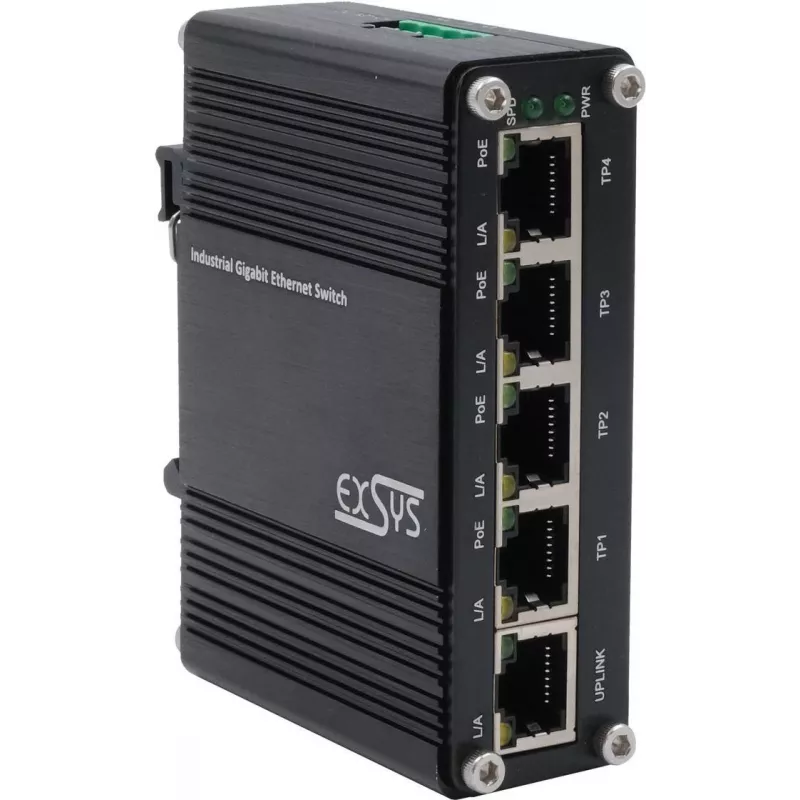 Ethernet PoE komutatorius Exsys EX-62020POE — Mini 5 prievadų 5×10/100/1000Tx