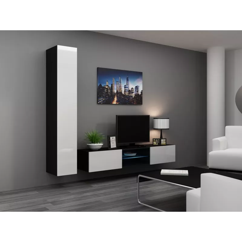 Cama uždara Spintelė VIGO '180' 180/40/30 baltas/juodas blizgus