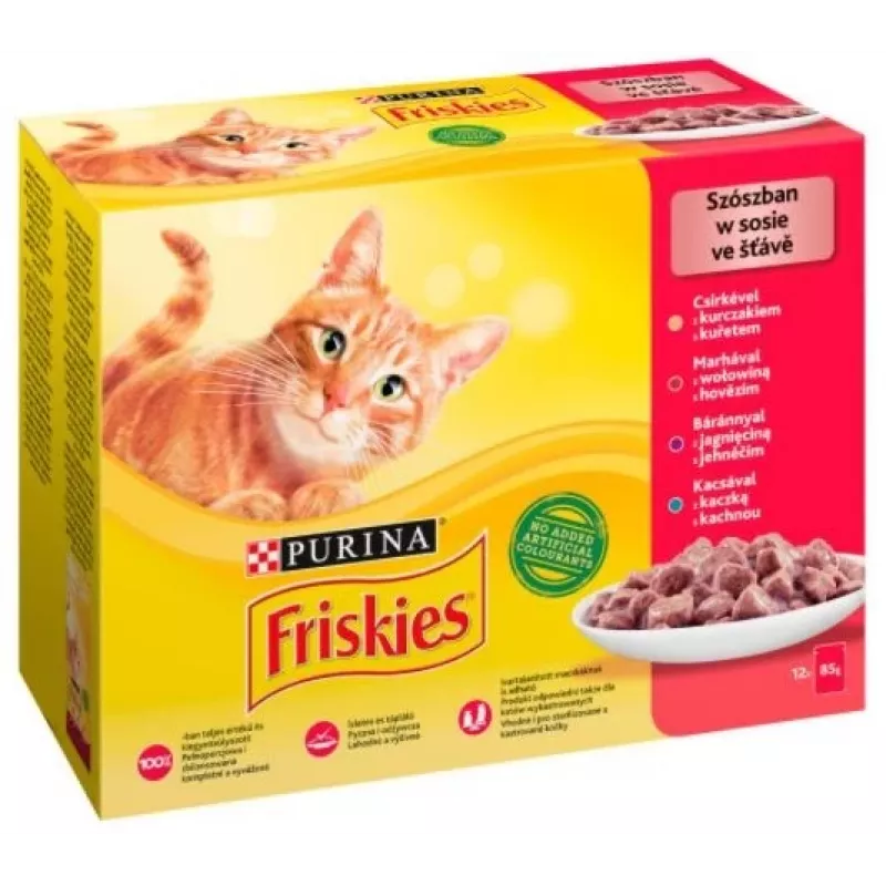 Friskies Mix mėsa - šlapias kačių maistas - 12 x 85 g