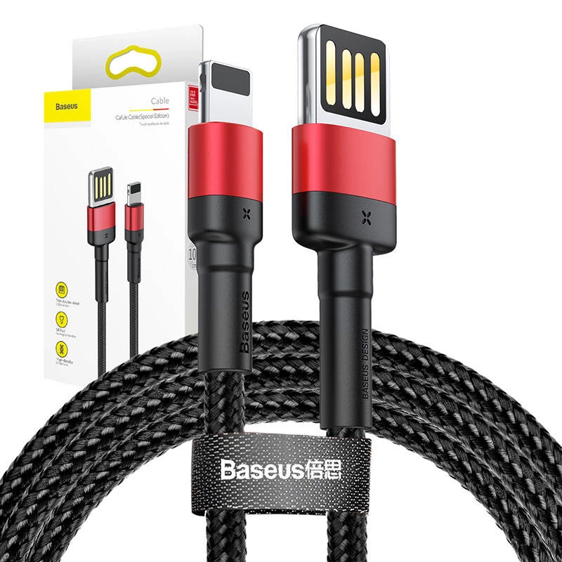 Lightning į USB-A kabelis Baseus CALKLF-G91, 1 m, juodas, 2 vnt. pakuotėje