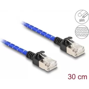 Tinklo kabelis DeLOCK RJ45 Cat.6A 0,3 m mėlynas