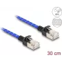 Tinklo kabelis DeLOCK RJ45 Cat.6A 0,3 m mėlynas