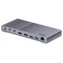 Dokų stotelė Unitek USB4 40 Gb/s 14-in-1 — USB-C, 3× USB 10 Gbps, 2× USB 5 Gbps, 2× HDMI, RJ45, PD su 120 W maitinimo adapteriu