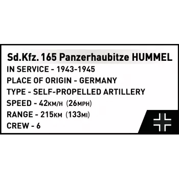 Konstruktorius Cobi Panzerhaubitze Hummel 1118 dalių modelio rinkinys