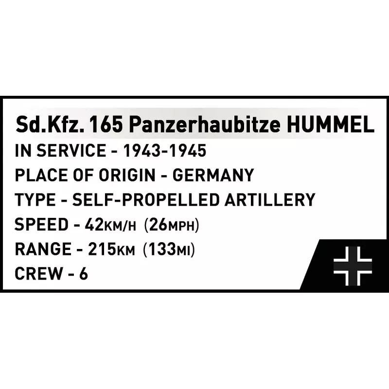 Konstruktorius Cobi Panzerhaubitze Hummel 1118 dalių modelio rinkinys