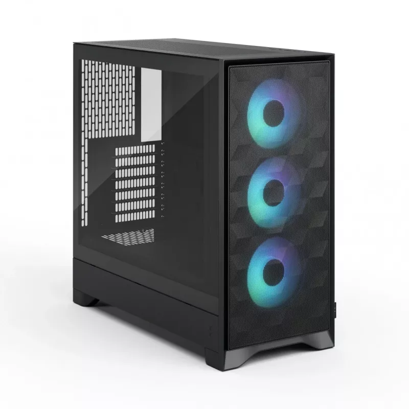 Fractal Design Pop 2 Air Juoda Solid vidutinio dydžio kompiuterio korpusas — ATX palaikymas, 3x 120 mm priekiniai ventiliatoriai, 2,5/3,5 colio diskų nišos, 215×481×462 mm