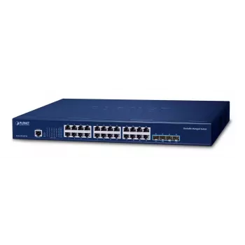 Valdomas komutatorius PLANET 3 lygmens 24 prievadų 10/100/1000T Gigabit Ethernet 1U