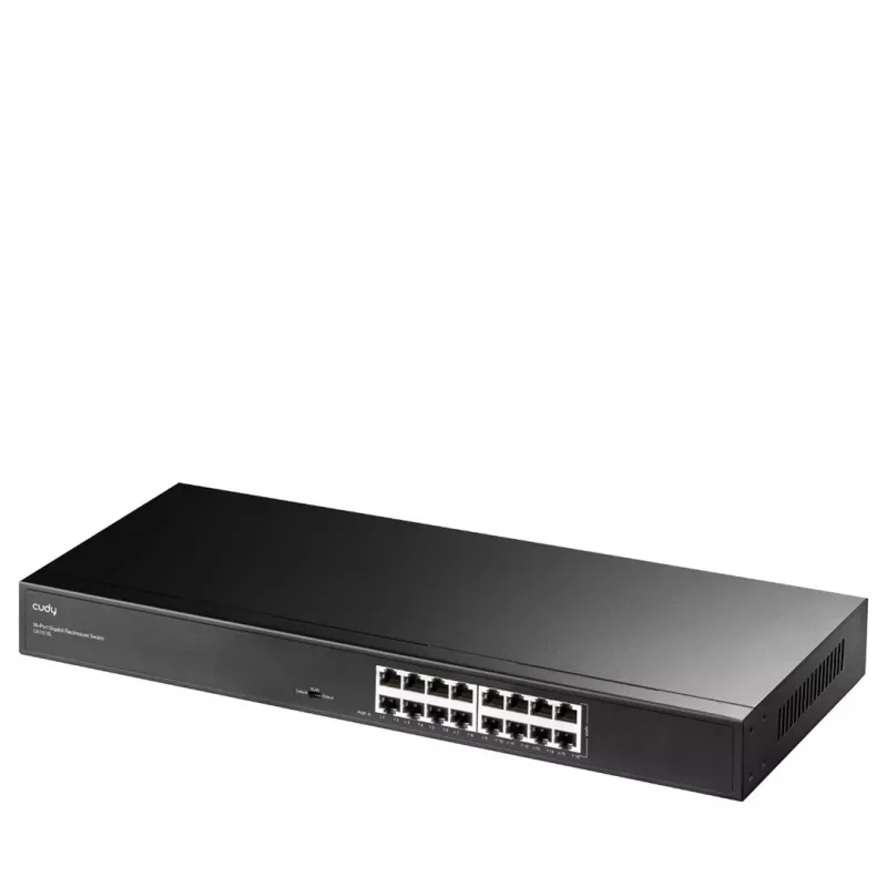 Tinklo komutatorius Cudy GS1016L — 16 prievadų Gigabit Ethernet (10/100/1000), 32 Gbit/s komutavimo pajėgumas, montuojamas stove