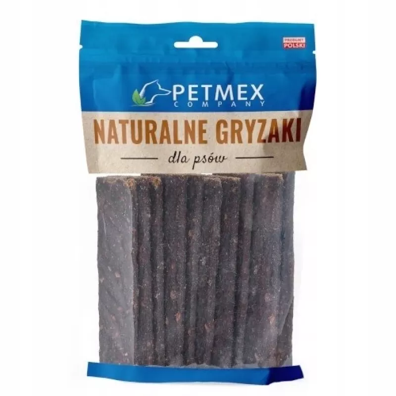 Šunų skanėstai PETMEX Wild Boar Stripes 200 g — elnienos hipoalerginiai kramtukai, baltymai 37,9 %, riebalai 23,4 %