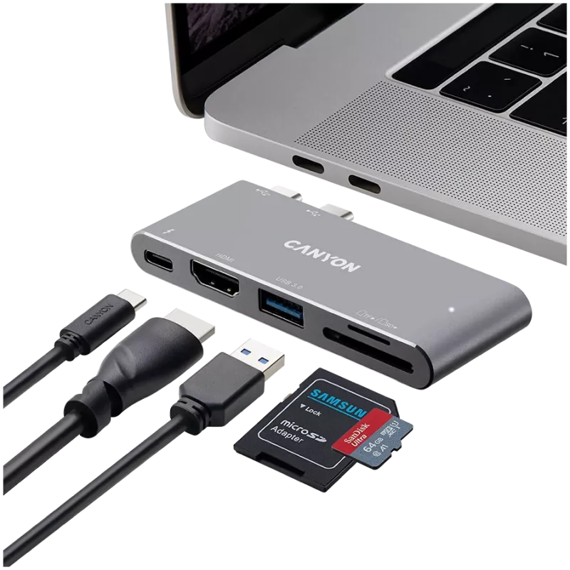 CANYON hub DS-5 5in1 Thunderbolt 3 4k Space Pilka