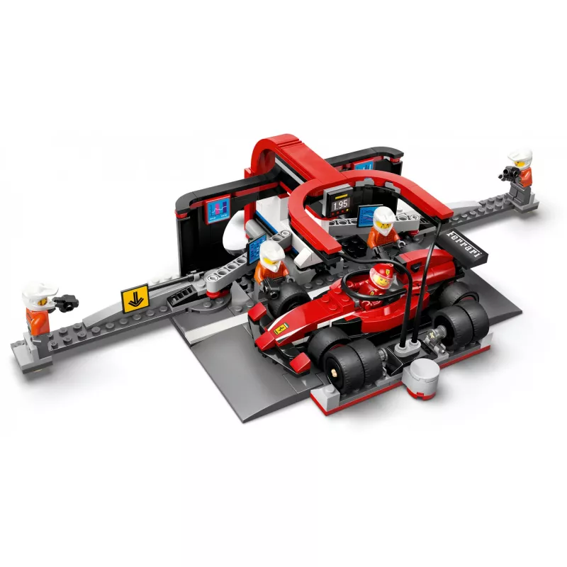 LEGO City F1 boksų sustojimo rinkinys 60443 — Ferrari F1 automobilis, 322 dalys, 5 minifigūrėlės, amžius 6+
