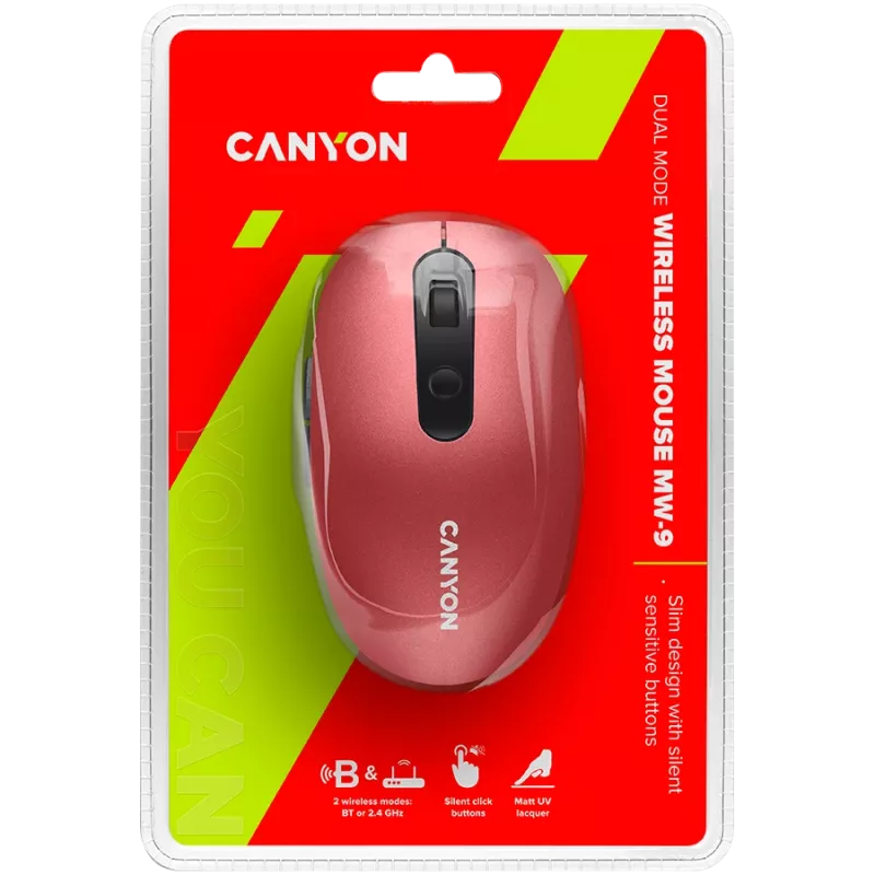 CANYON pelė MW-9 Dviejų režimų belaidė raudona