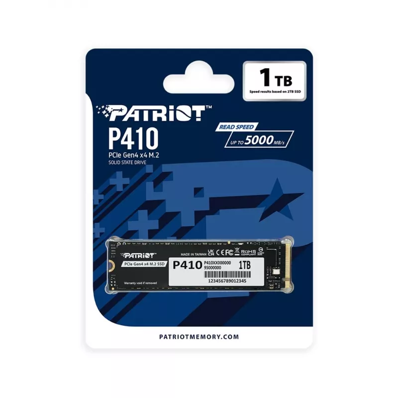Kietojo kūno diskas PATRIOT P410 1 TB M.2 NVMe, 5 Gbit/s, 1000 GB