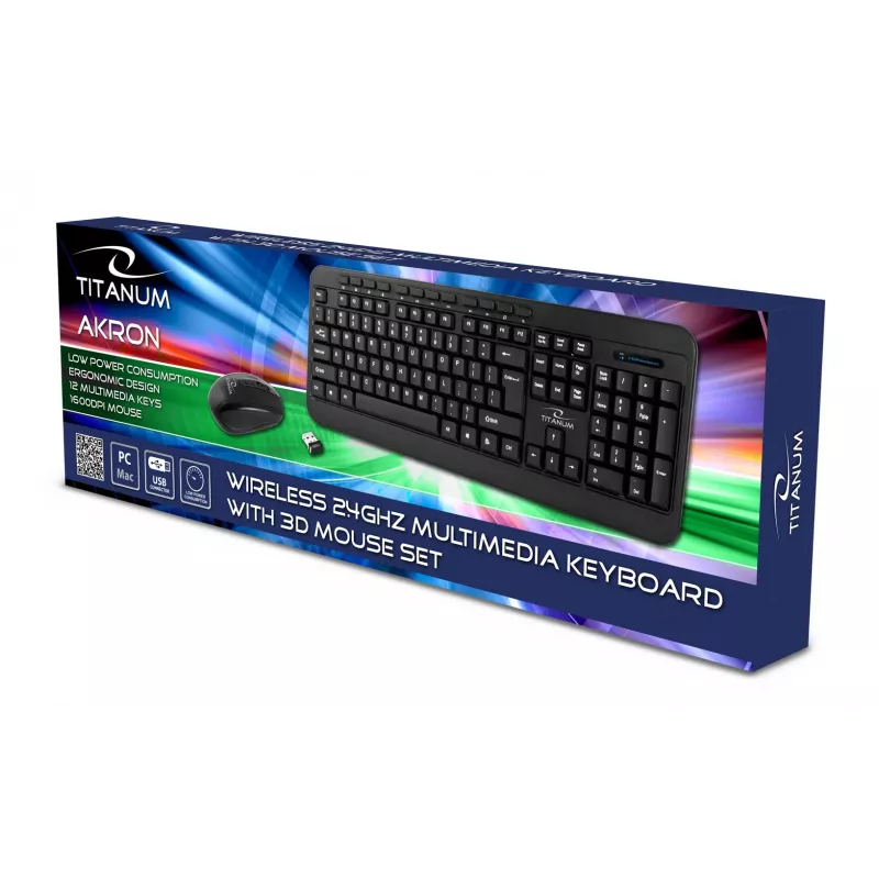 Belaidis klaviatūros ir pelės rinkinys ESPERANZA Akron TK109 2,4 GHz, USB imtuvas, juodas