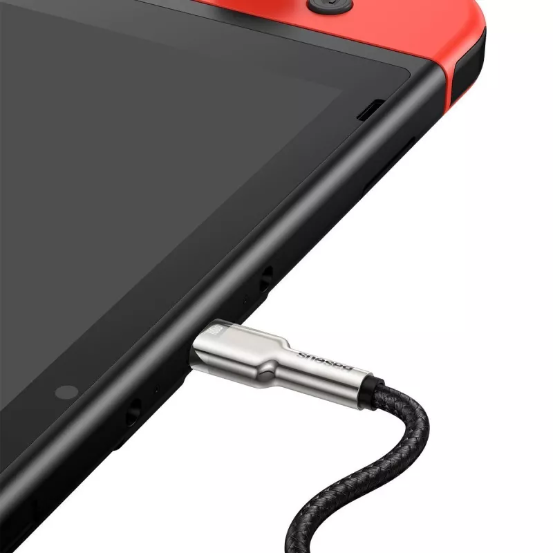 USB‑C į USB‑C kabelis Baseus Cafule Metal — 2 m, 100W įkrovimas, USB 2.0 (480 Mbps), cinkuoti kontaktai, juodas