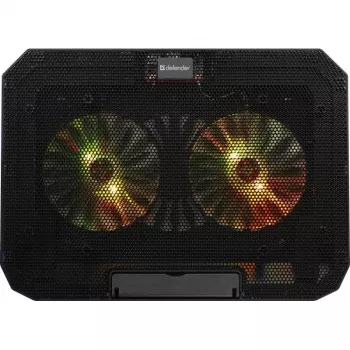 Nešiojamojo kompiuterio aušinimo padėklas DEFENDER NS-510 su 2 ventiliatoriais, 2 USB prievadais ir RGB apšvietimu