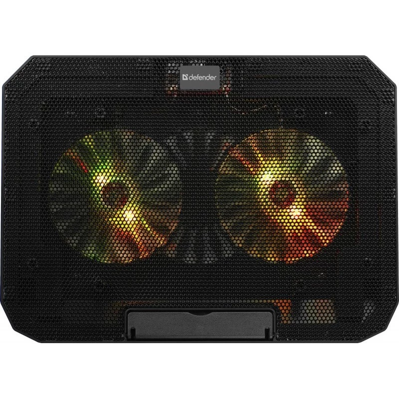 Nešiojamojo kompiuterio aušinimo padėklas DEFENDER NS-510 su 2 ventiliatoriais, 2 USB prievadais ir RGB apšvietimu