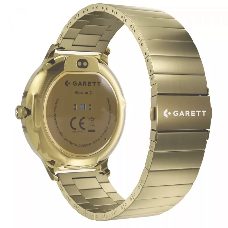 Išmanusis laikrodis Garett Verona 2 Gold Steel su Bluetooth ir širdies ritmo monitoriumi