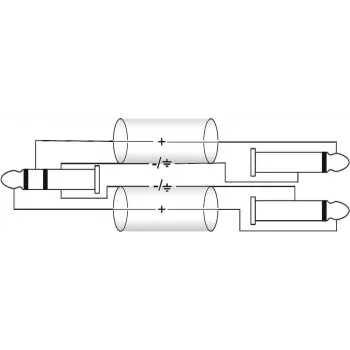 Adapterio kabelis Omnitronic 3,5 mm į 2×6,3 mm, 6 m, juodas