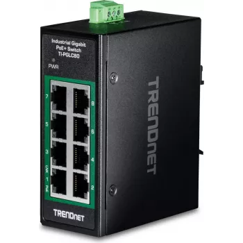 TRENDnet 8 pramoninių gigabito PoE+ DIN bėgelio mini komutatorius (TI-PGLC80)