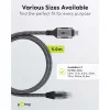 Ethernet kabelis USB-C 3.2 Gen2 kištukas > RJ-45 kištukas (juoda/sidabrinė, 5 metrai, pintas tekstilinis apvalkalas)