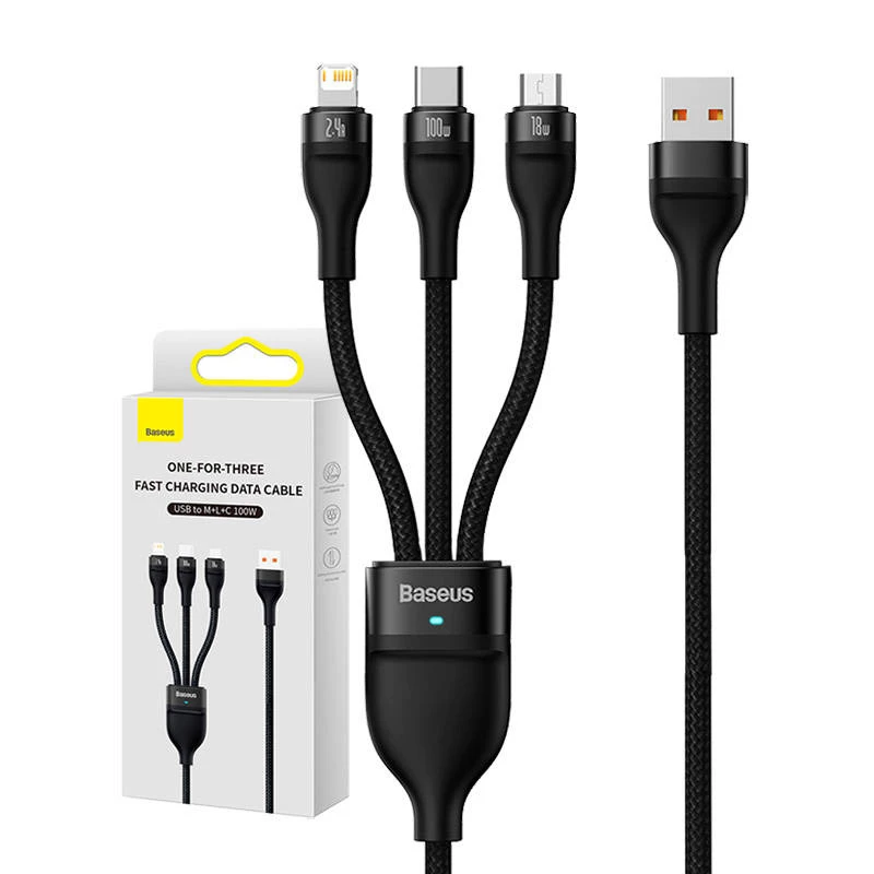 USB laidas Baseus SUP0003351 1,2 m USB A USB C/Micro USB-A/Lightning juodas