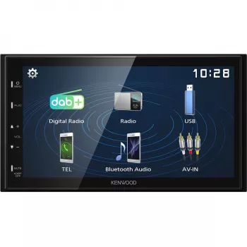 Kenwood Electronics DMX129DAB. Produktfarbe: Schwarz, DIN Größe: 2 DIN, Ausgangsleistung: 64 W. Audio D/A Konverter: 24bit, Unterstützte Audioformate: