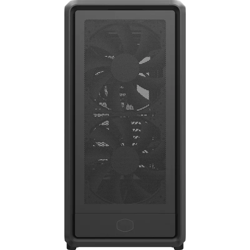 PC Midi Tower Cooler Master MasterFrame 600 Mesh — juoda, palaiko ATX/EATX, 2x200 mm priekiniai ventiliatoriai, priekinio / šoninio ventiliatoriaus palaikymas, 2x3,5 col. + 3x2,5 col. lizdai