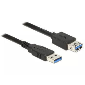 USB 3.2 Gen 1 prailginimo kabelis, USB-A kištukas > USB-A lizdas (juodas, 2 metrai, SuperSpeed)