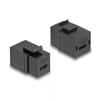 „DeLOCK“ keystone modulis USB 2.0 Type-C, jungtis moteriška – moteriška, juodas
