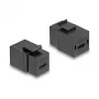 „DeLOCK“ keystone modulis USB 2.0 Type-C, jungtis moteriška – moteriška, juodas