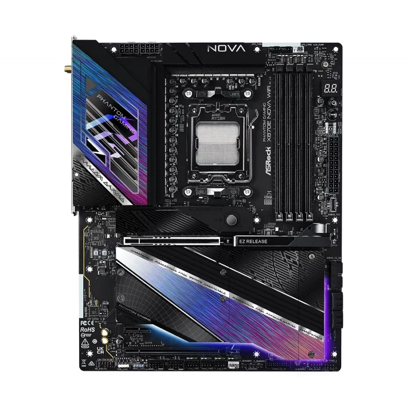 Motininė plokštė ASROCK MK X870E NOVA WIFI AMD X870E Socket AM5 ATX, DDR5, 4x DIMM, 256GB, Wi‑Fi 7, BT 5.4, 5Gb LAN, PCIe Gen5 M.2