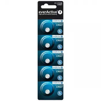 Ličio monetinė baterija everActive CR927 3V, 30 mAh, mygtuko/monetos tipo, aukštis 2,7 mm — 5 vnt. pakuotė