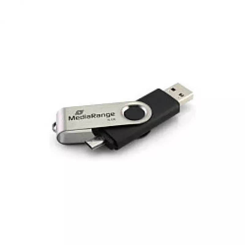 MediaRange MR932 – USB atmintinė – 32 GB – USB 2.0 / mikro USB – juoda/sidabrinė (MR932-2)