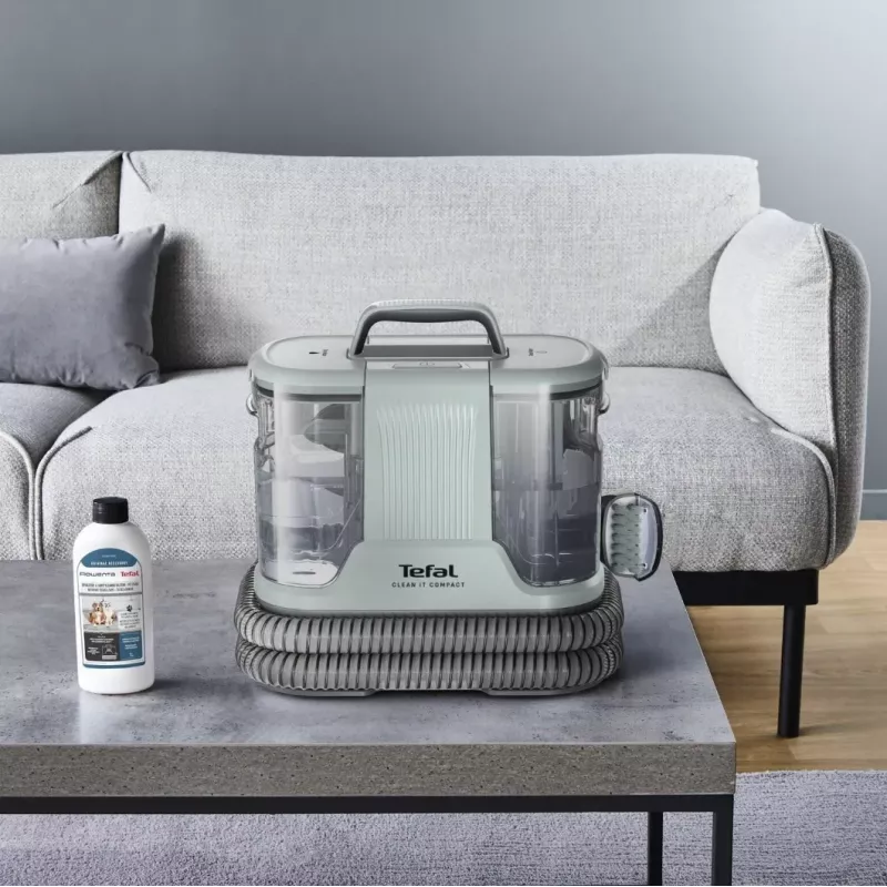 Nešiojamasis taškinis valiklis Tefal Clean It Compact Pet IZ3020F0 — rankinis apmušalų ir naminių gyvūnų dėmių valiklis