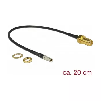 Koaksialinis kabelis DeLOCK 89912 RG-174 0,2 m TS-9 SMA Juodas