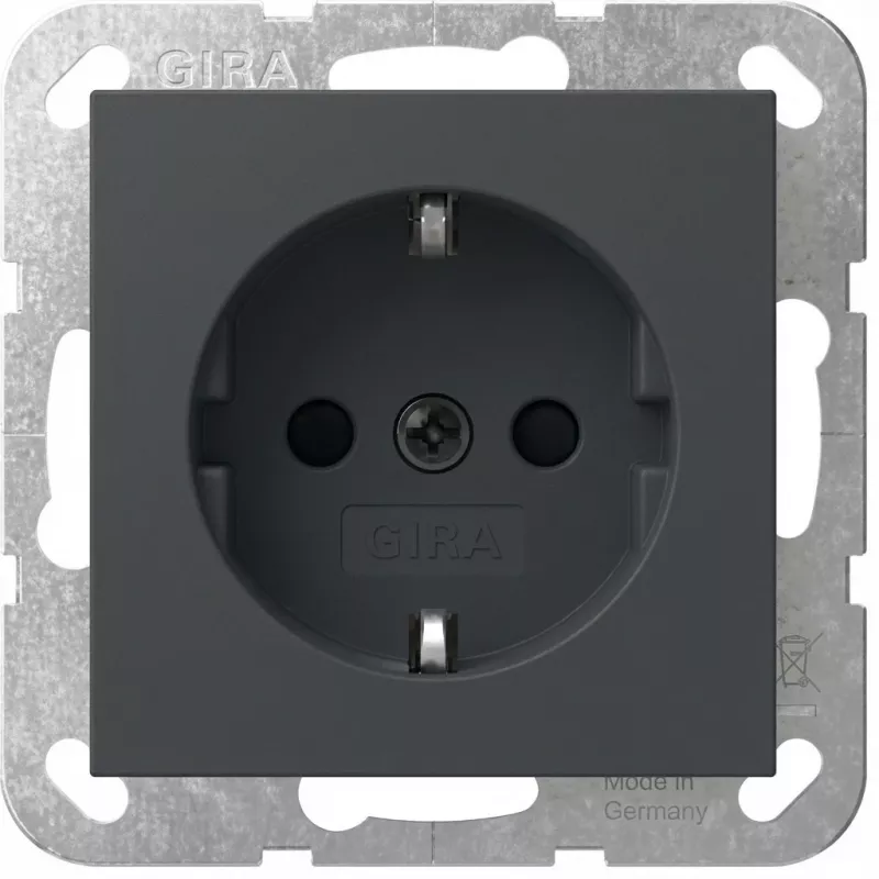Schuko kištukinis lizdas Gira System 55, modelis 445328, antracito apdaila