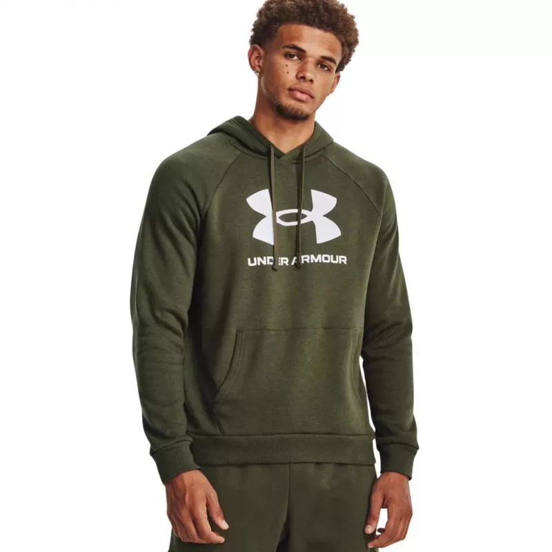 Under Armour Rival Fleece Logo HD vyriškas džemperis su gobtuvu olive 1379758 390 M